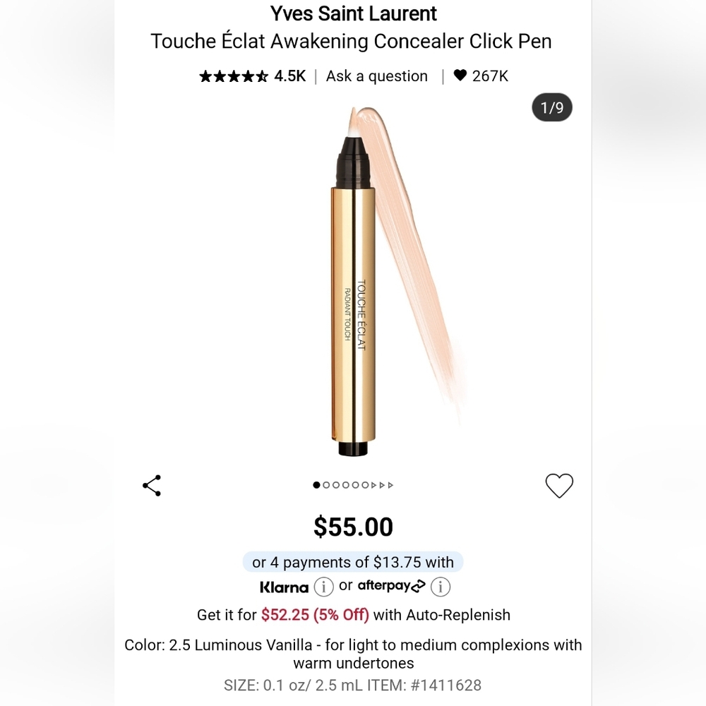 New Yves Saint Laurent Concealer Shade 2.5
